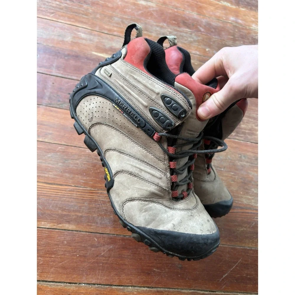 Merrell Men Continuum Hiking Trail Boots Walnut US 11 UK 10.5 EUR 45 Vibram Sole